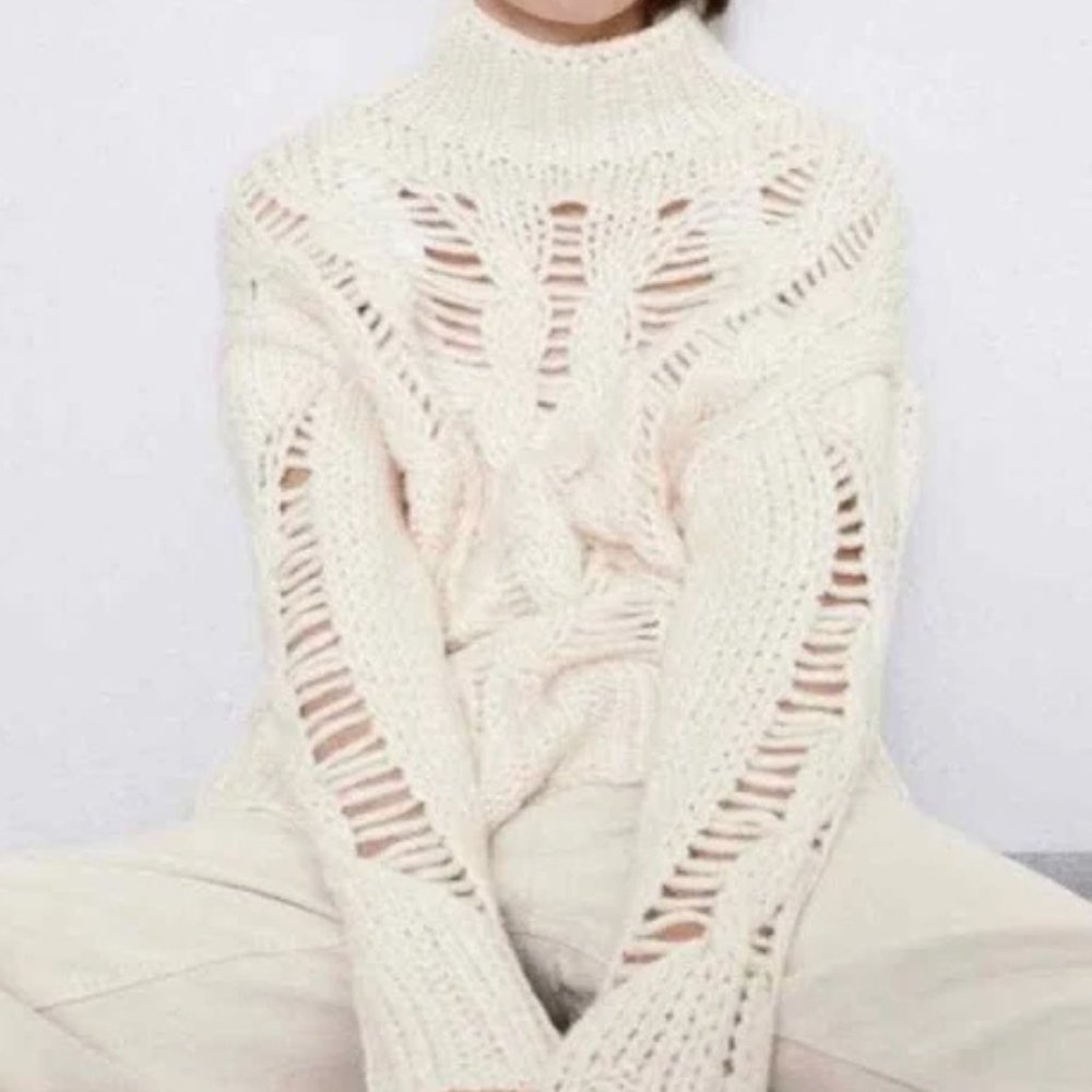 Zara Openwork Cable Knit Sweater